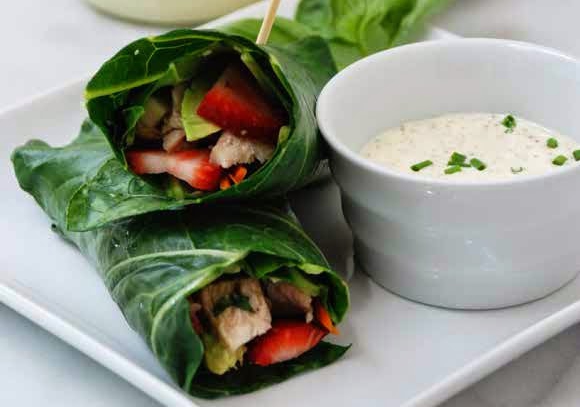 Collard Wraps with Spiced Aioli Dipping Sauce